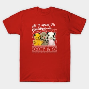 Sooty Christmas All I Want For Christmas Is Sooty And Co T-Shirt